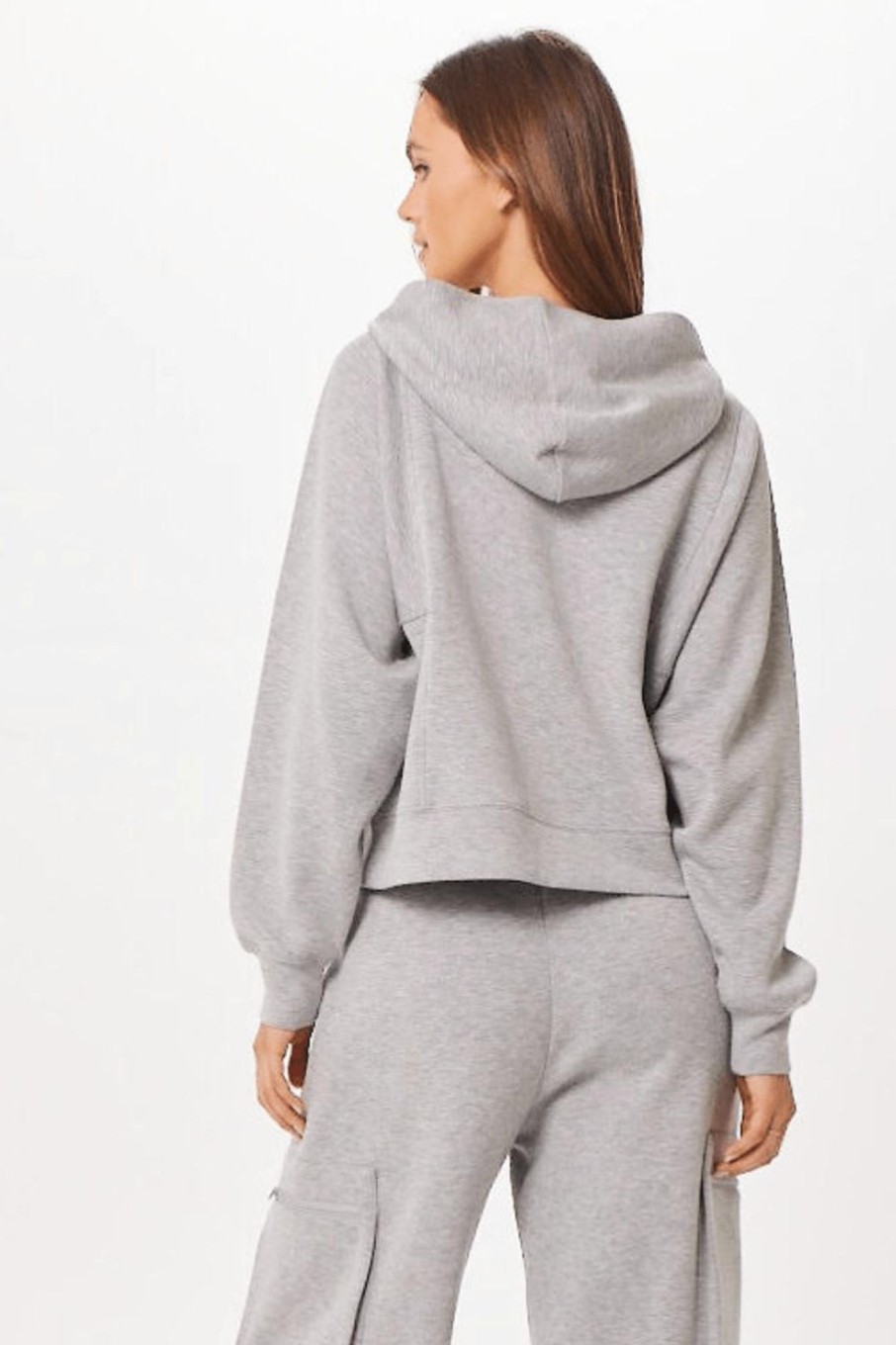 Women Vintage Havana Hoodies | Heather Grey Cloud Half Zip Pullover Hoodie