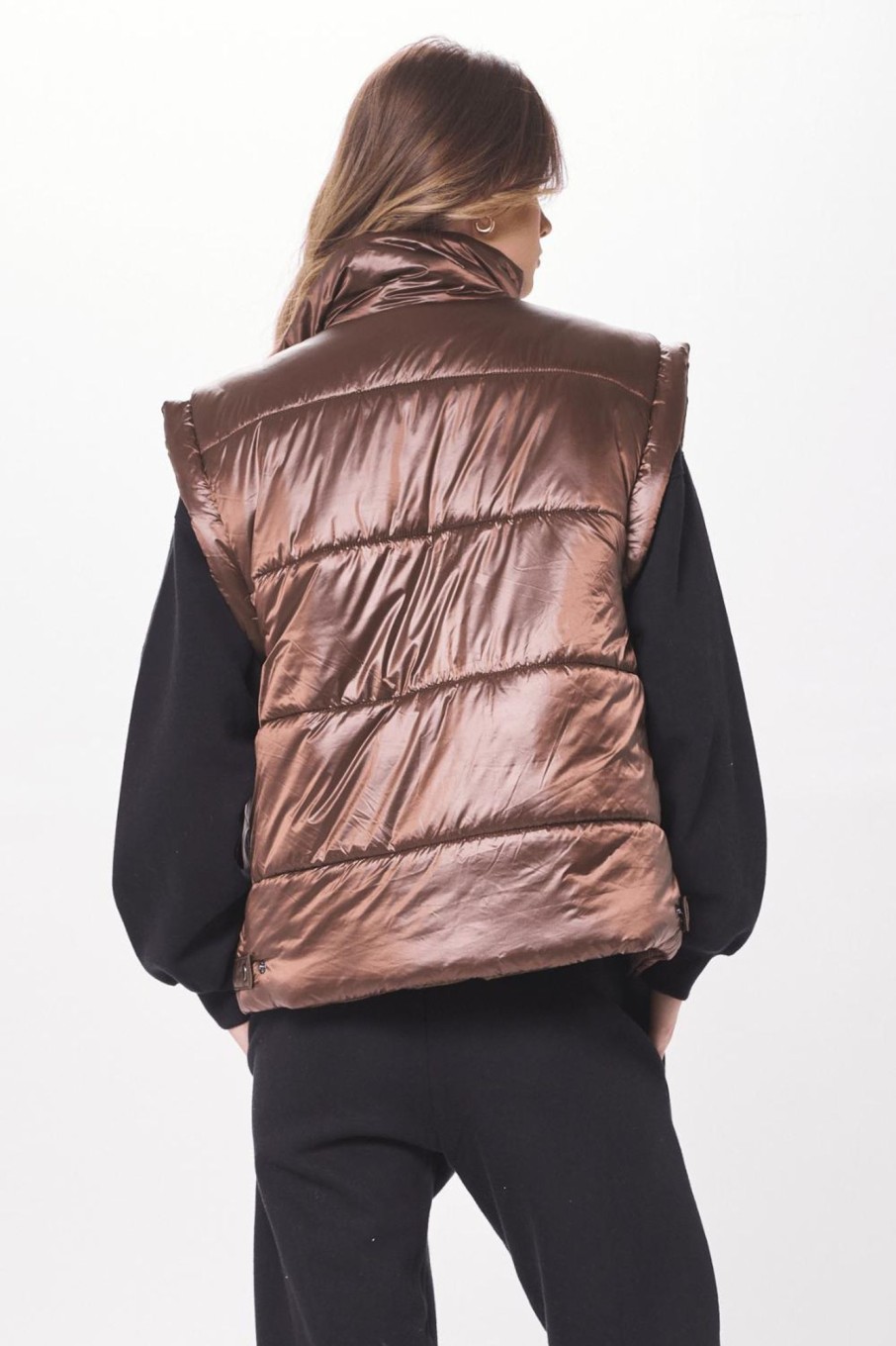 Women Vintage Havana Outerwear | Bronze Oversized Puffer Vest