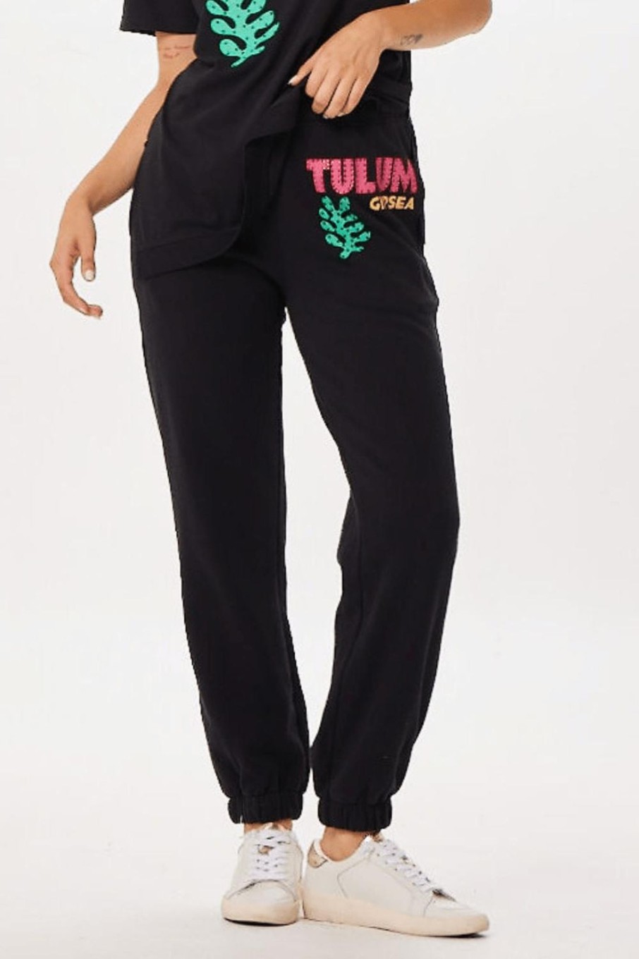 Women Vintage Havana Joggers | Black Tulum Jet Setter Surf Wash Jogger