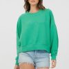 Women Vintage Havana Sweatshirts | Surf Green Washed Rib Crewneck