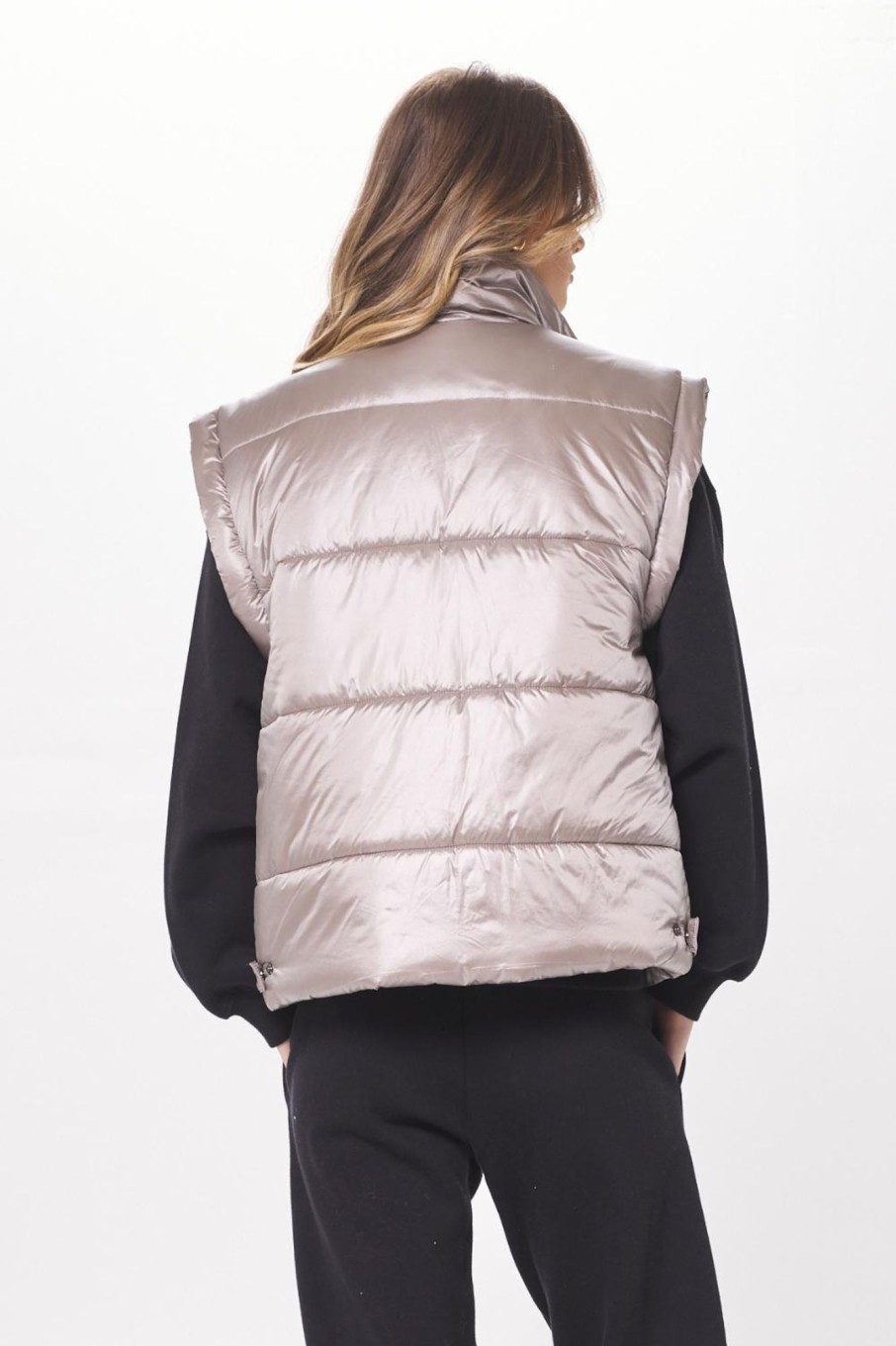 Women Vintage Havana Outerwear | Silver Oversized Puffer Vest