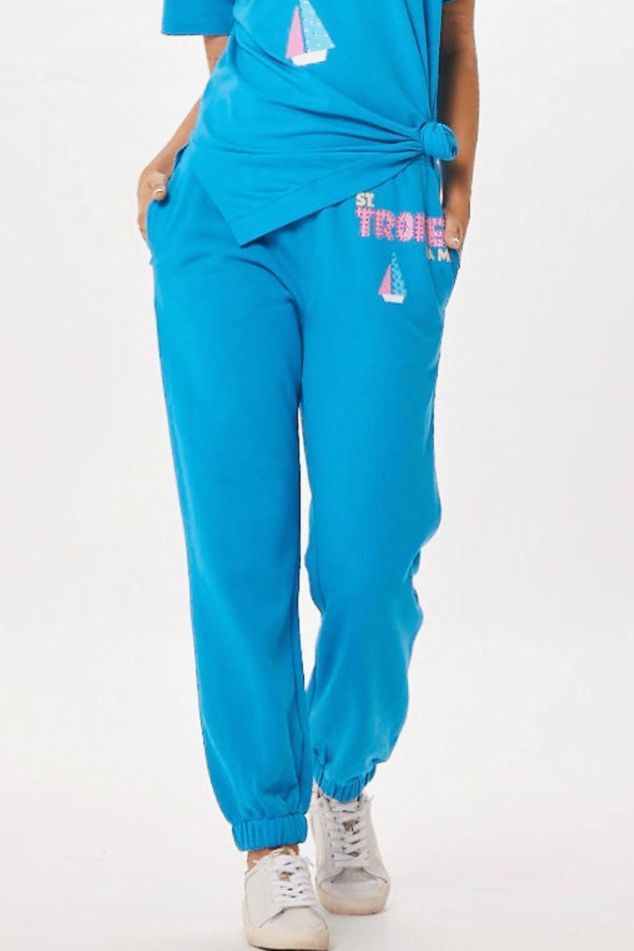 Women Vintage Havana Joggers | Bright Blue St. Tropez Jet Setter Surf Wash Jogger