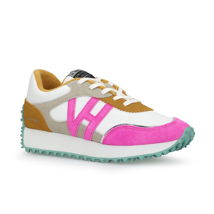 Women Vintage Havana Low Tops | Cosmic 9-Mustard/Neon Pink