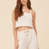 Women Vintage Havana Tanks | Coconut White Solid Burnout Fleece Tank