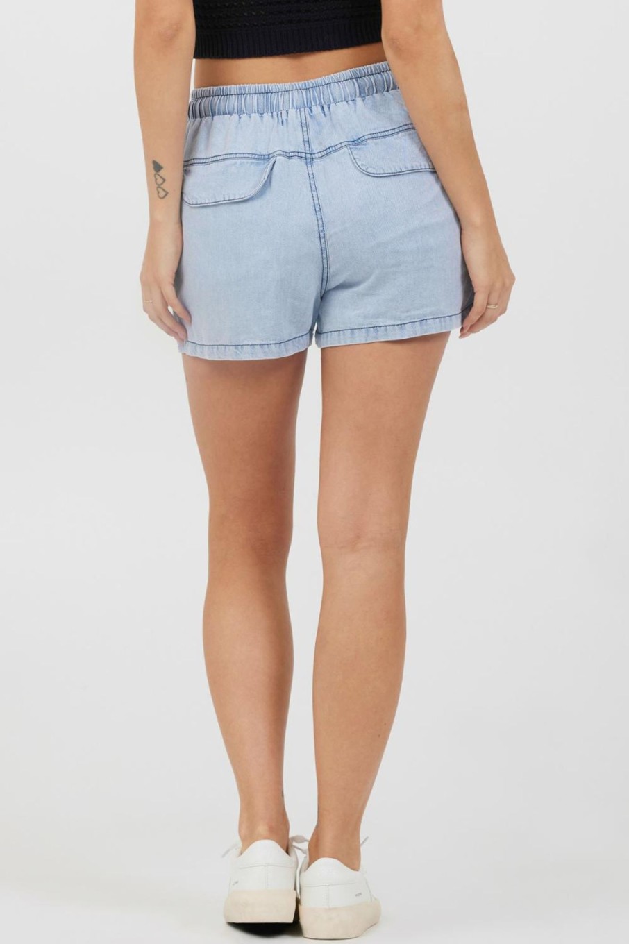 Women Vintage Havana Shorts | Washed Denim Tencel Cargo Shorts