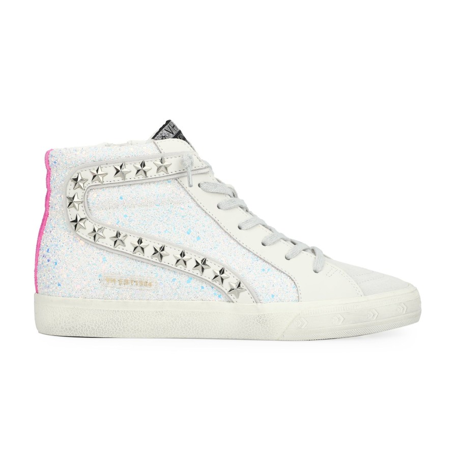 Women Vintage Havana High Tops | Gadol High 18-White/Glitter/Neon Pink Pop