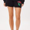 Women Vintage Havana Shorts | Black Tulum Jet Setter Surf Wash Shorts