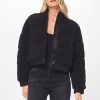 Women Vintage Havana Outerwear | Black Sherpa W/Suede Bomber Jacket