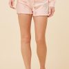 Women Vintage Havana Shorts | Peachy Pink W/Palm Tree Embroidered Shorts