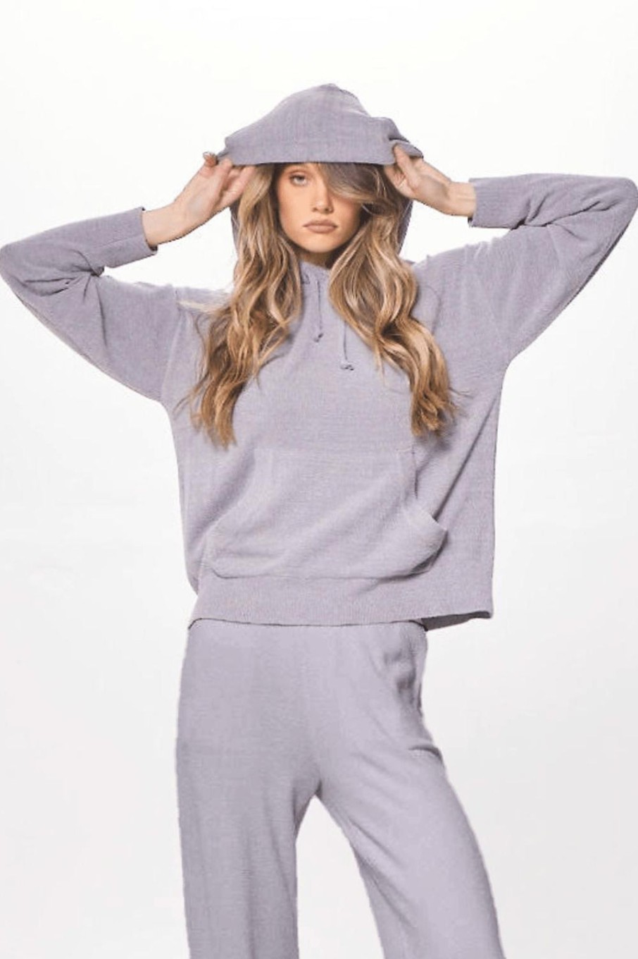 Women Vintage Havana Sweaters | Cool Grey Plush Knit Pullover Hoodie