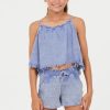 Kids Vintage Havana Kids Tops | Plush Blue Washed Texture Flow Tank