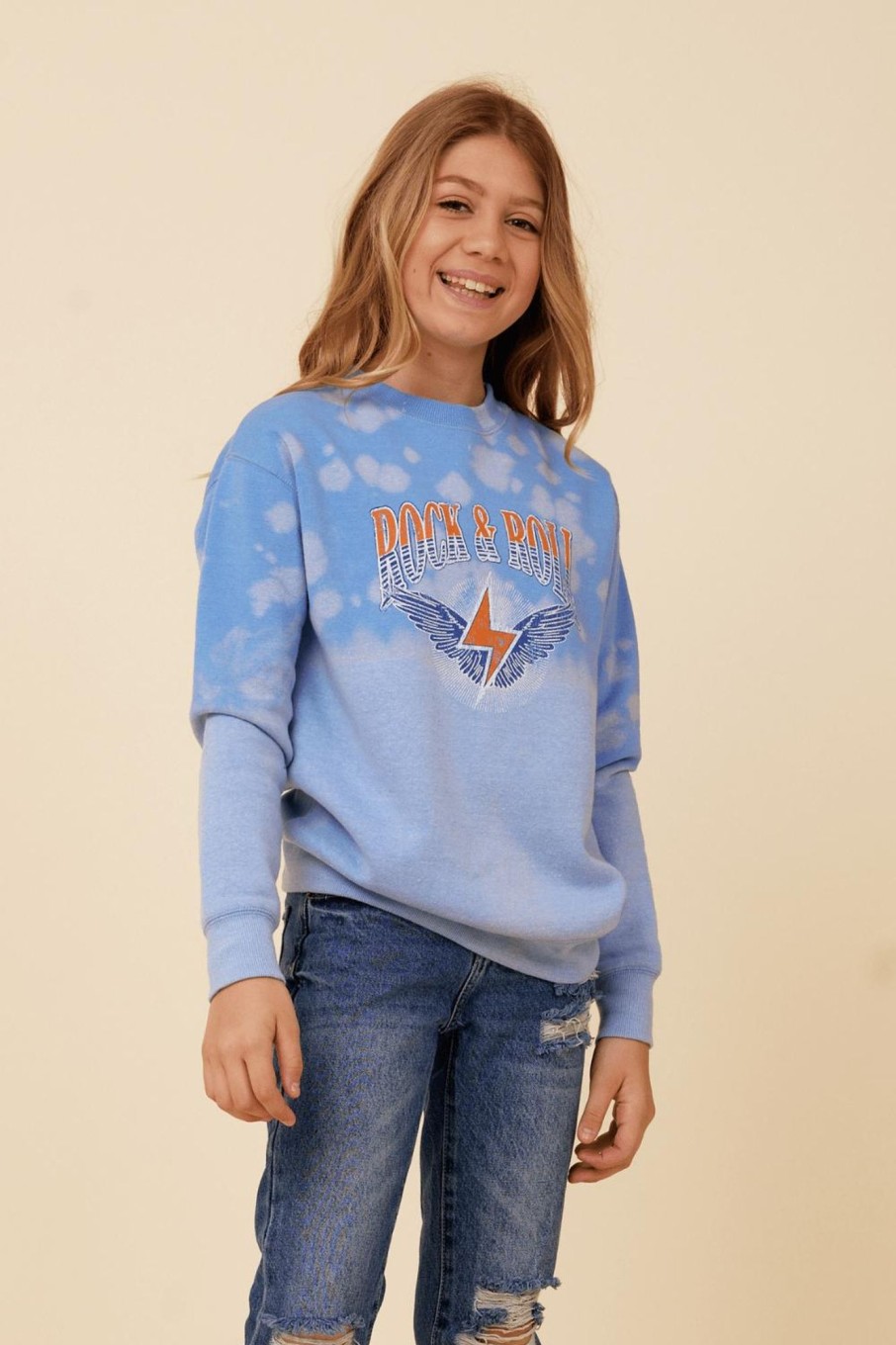 Kids Vintage Havana Kids Tops | Bleached Oversized Rock & Roll Sweatshirt