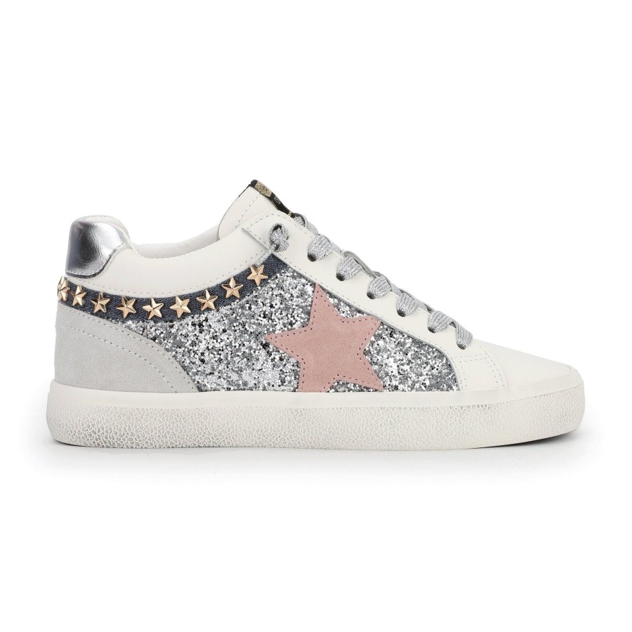 Women Vintage Havana Mid Tops | Bounce-Silver Glitter