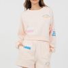 Women Vintage Havana Sweatshirts | Peach Parfait W/Multi Puff Print Surf Wash Crewneck