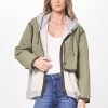 Women Vintage Havana Outerwear | Heather Grey & Olive Combo Layered Jacket