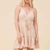 Women Vintage Havana Dresses | Washed Nude Gauze Eyelet Embroidered Dress