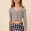 Kids Vintage Havana Kids Tops | Classic Grey Ribbed Snap Button Cardigan