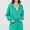 Women Vintage Havana Sweatshirts | Caribbean Turquoise Cloud Fleece Zip Up