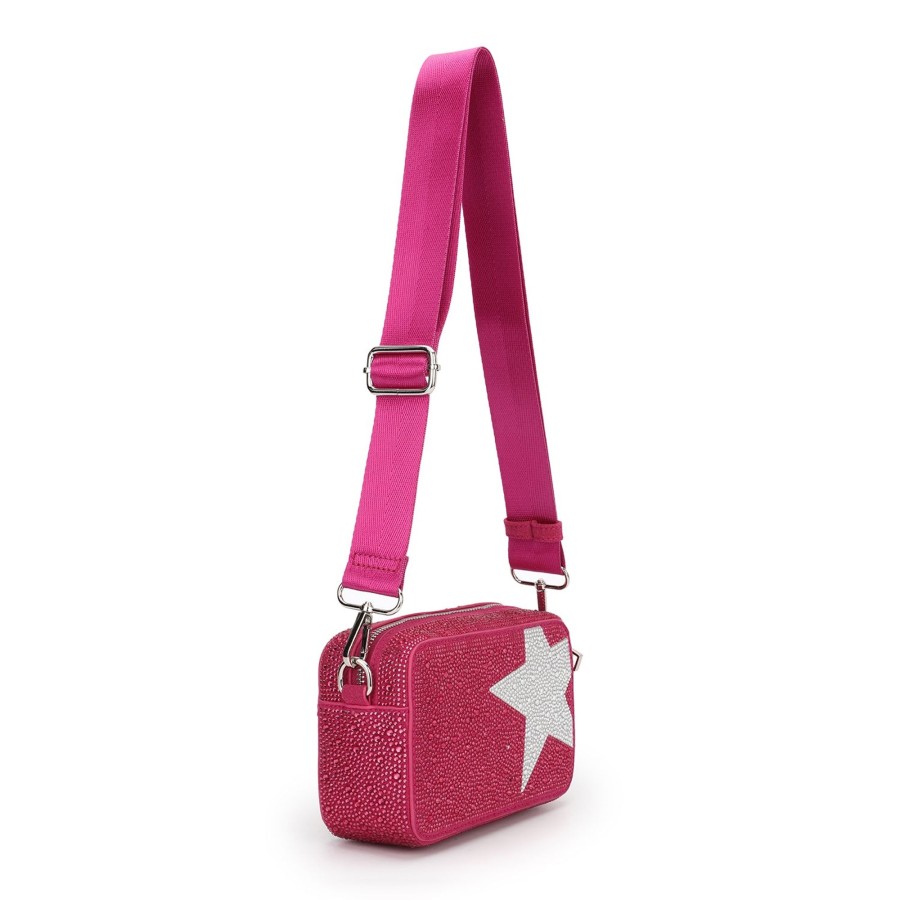 Women Vintage Havana Small Bag | Mini Meme-Fuschia Rhinestone Multi