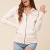 Women Vintage Havana Hoodies | Wife Est 2023 Coconut White Burnout Zip Hoodie W/Wrap Cords