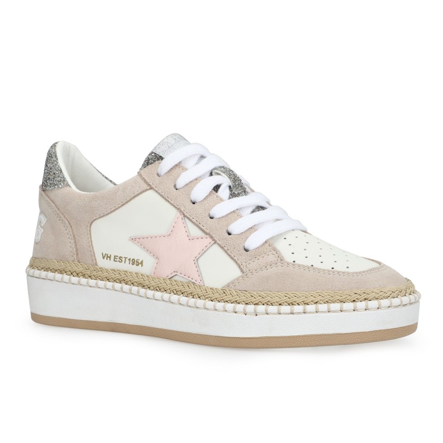 Women Vintage Havana Low Tops | Denisse 29-Raffia/Pink/Silver