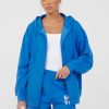 Women Vintage Havana Sweatshirts | Royal Blue W/Pink Puff Zip Up Hoodie