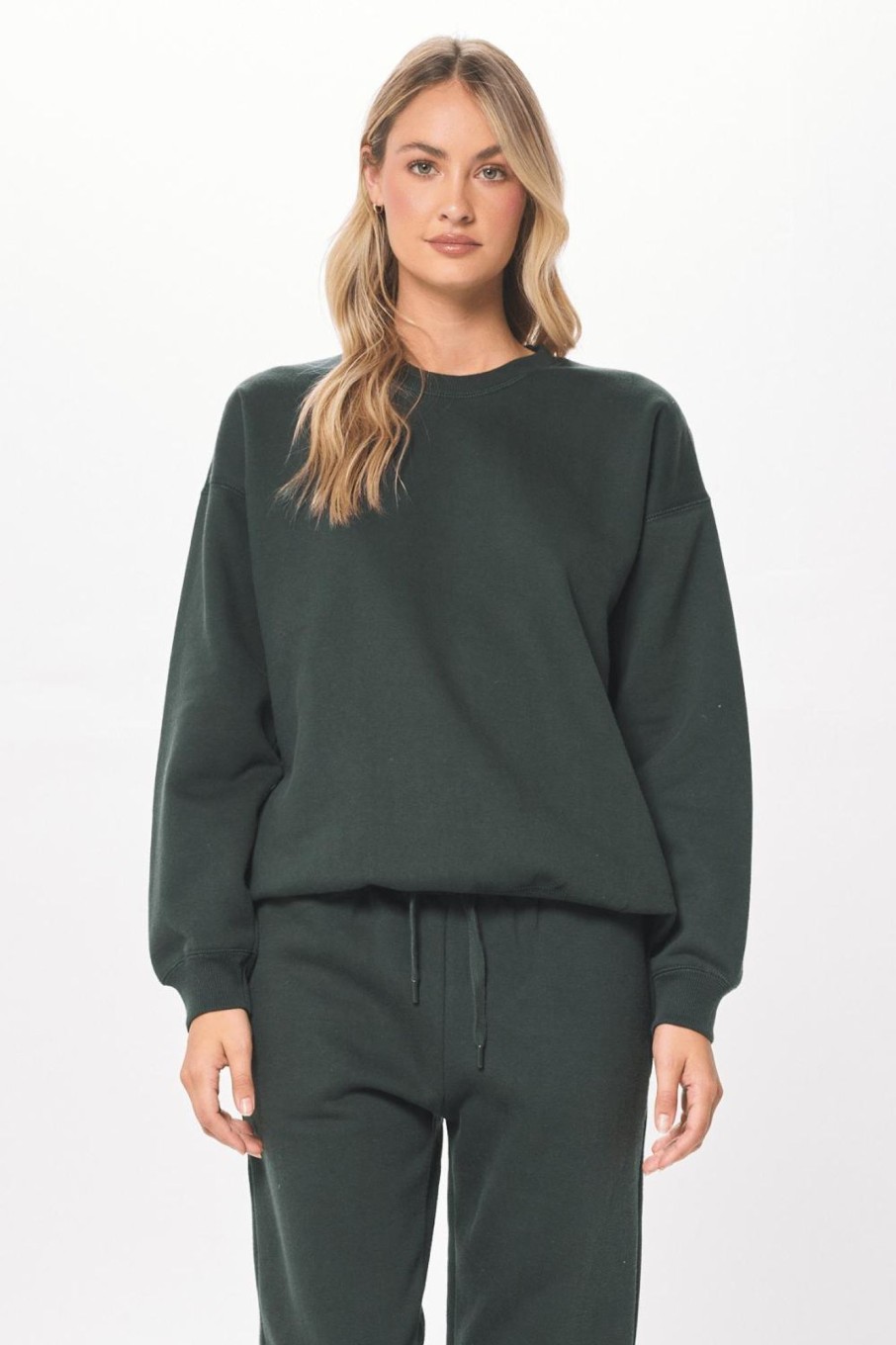 Women Vintage Havana Sweatshirts | Deep Emerald Green Proweave Crewneck Sweatshirt