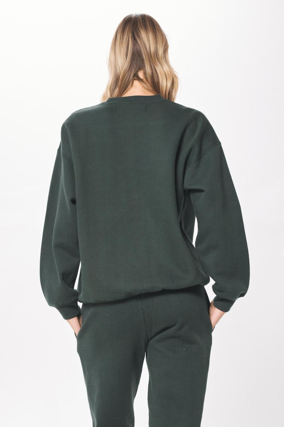 Women Vintage Havana Sweatshirts | Deep Emerald Green Proweave Crewneck Sweatshirt