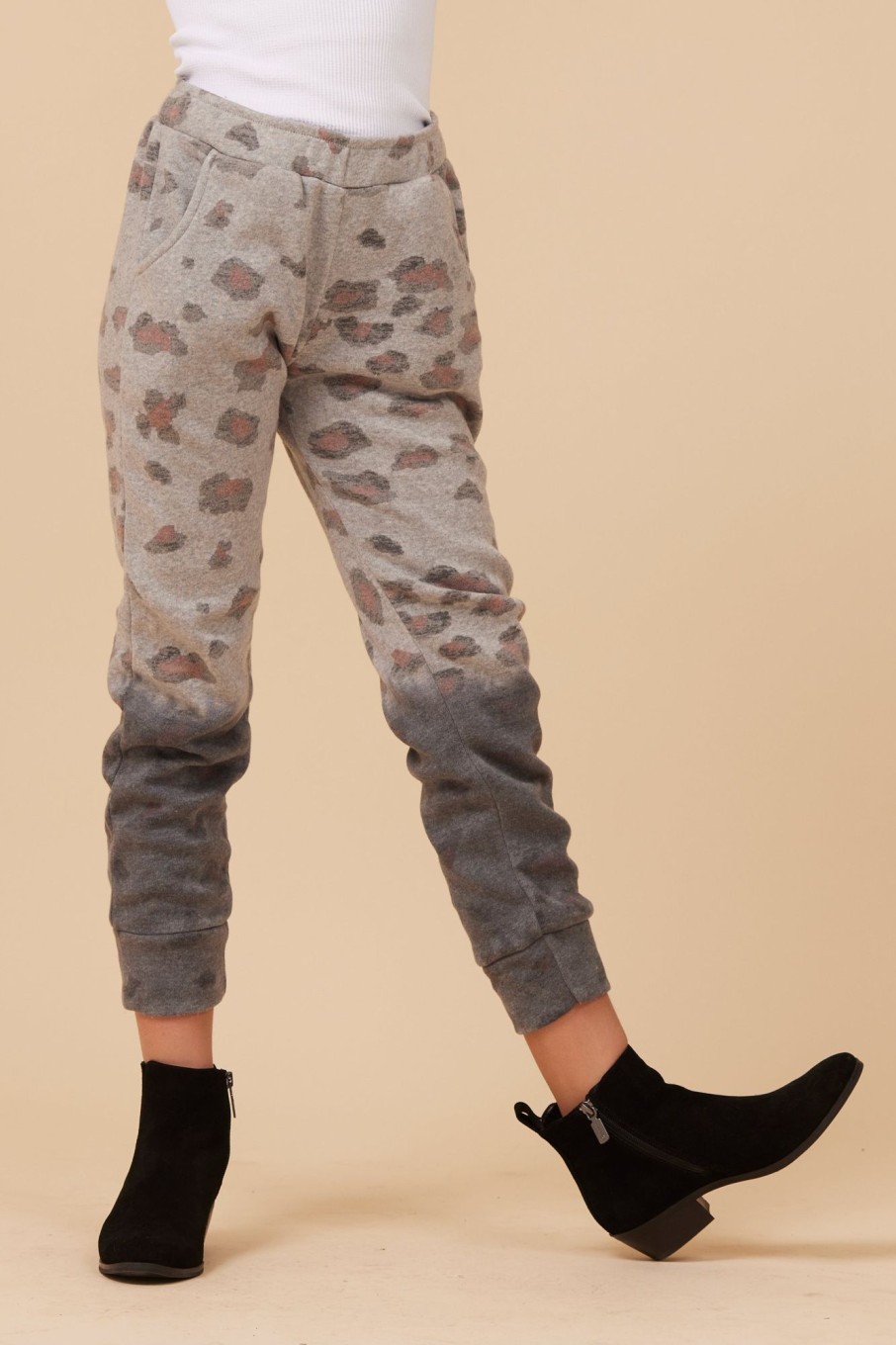 Kids Vintage Havana Kids Bottoms | Large Leopard Print Dip Dye Jogger