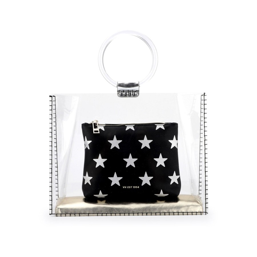 Women Vintage Havana Top Handle | Molly Bag-Black Silver Star