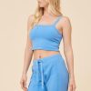 Women Vintage Havana Tanks | French Blue Solid Burnout Fleece Tank