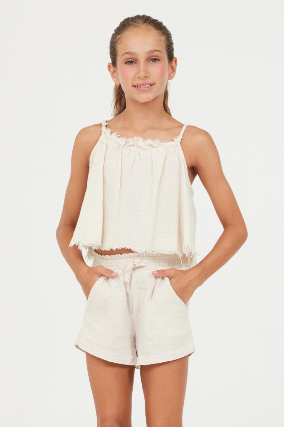 Kids Vintage Havana Kids Tops | Sand Stone Washed Texture Flow Tank