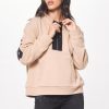 Women Vintage Havana Sweaters | Camel & Black Faux Leather Applique Fleece Quarter Zip