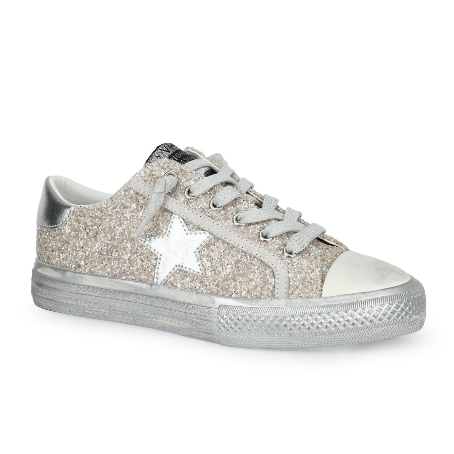 Women Vintage Havana Low Tops | Alive 24-Chunky Glitter Silver