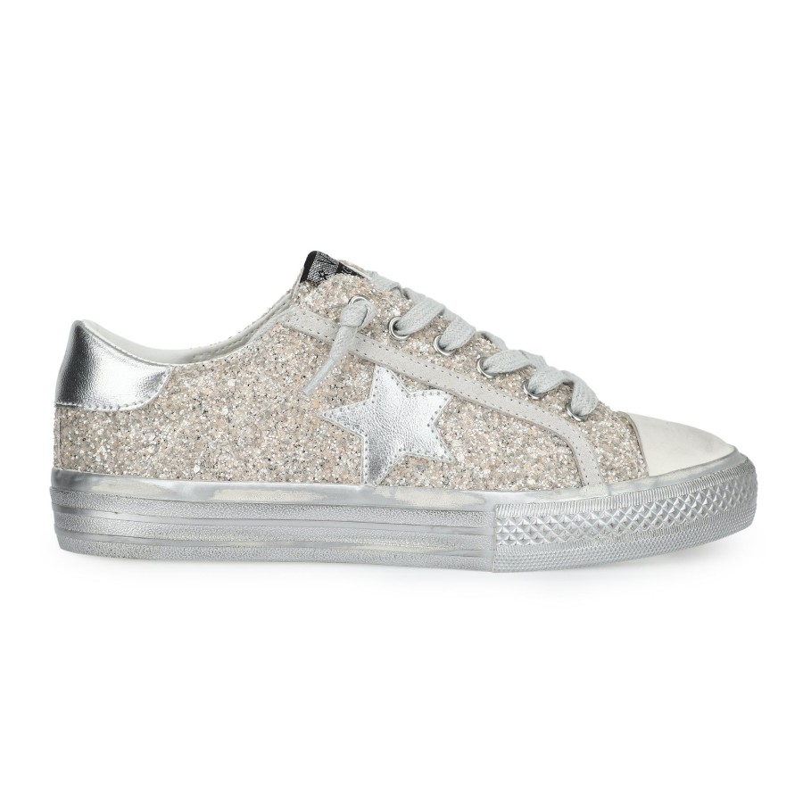 Women Vintage Havana Low Tops | Alive 24-Chunky Glitter Silver