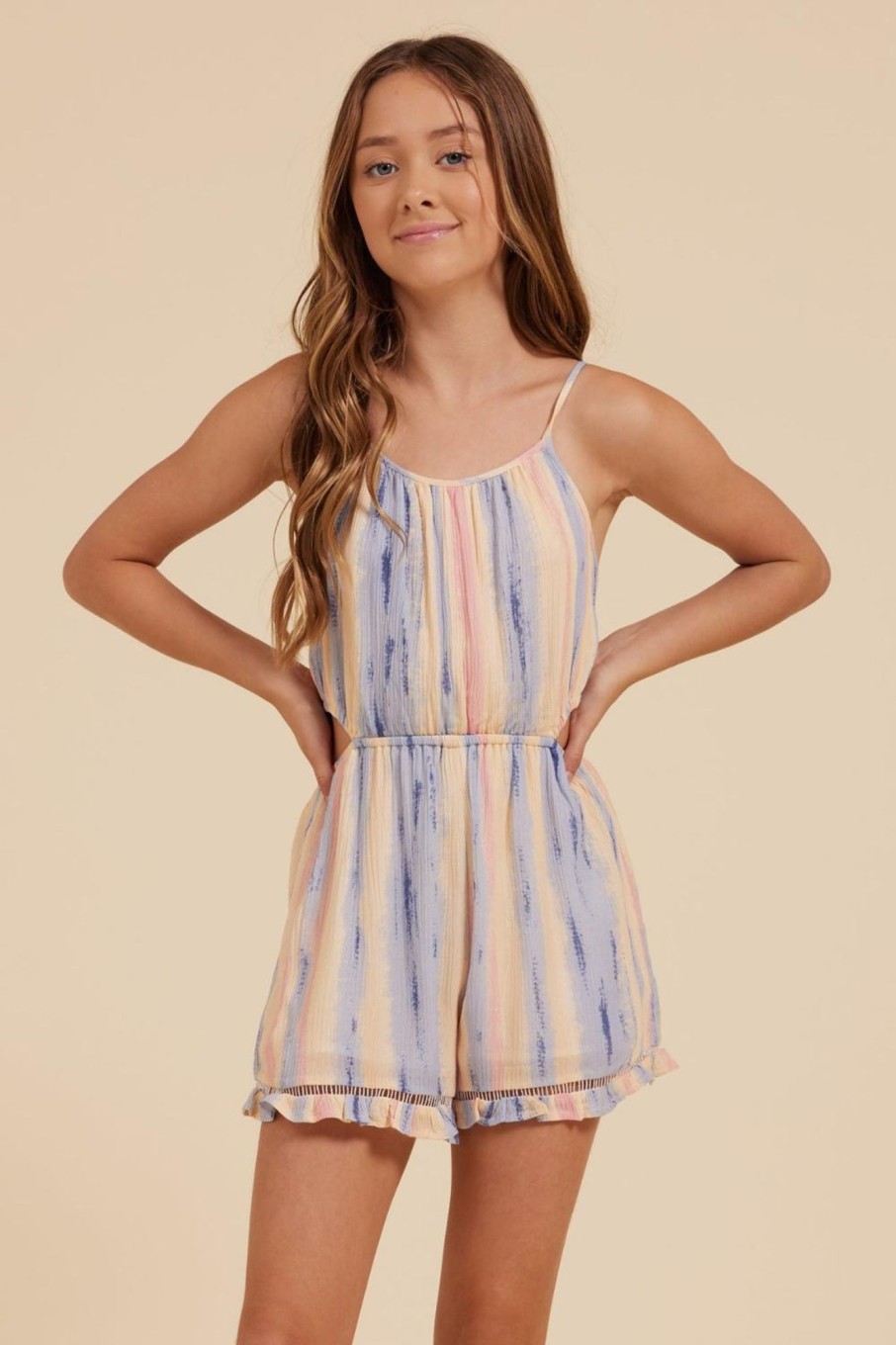 Kids Vintage Havana Kids Romper & Jumpsuits | Pastel Stripe Cut Out Romper