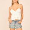 Women Vintage Havana Tanks | Vh X Od-White Eyelet Ruffle Tank Top