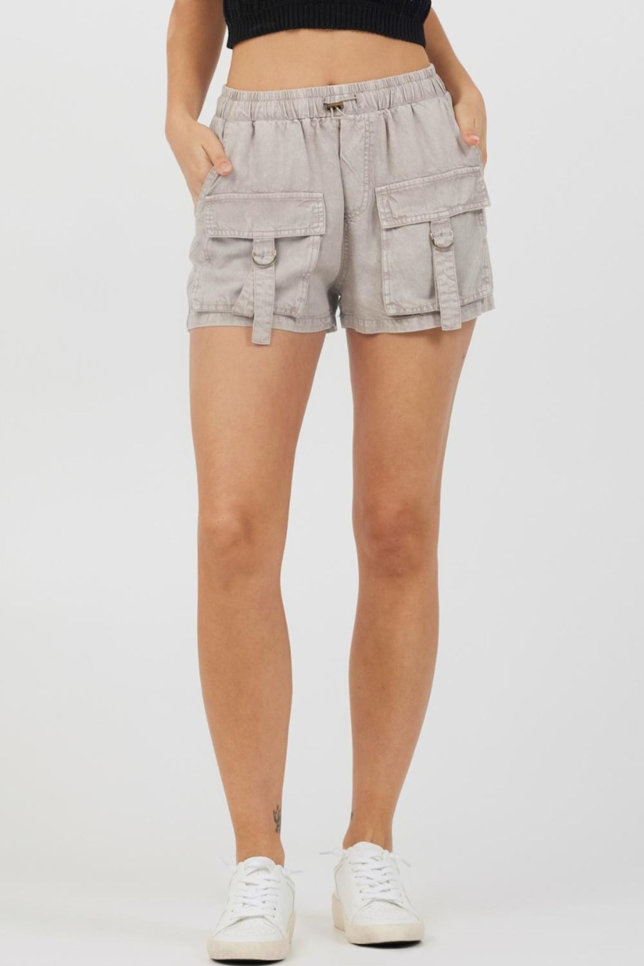 Women Vintage Havana Shorts | Khaki Tencel Cargo Shorts