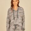 Women Vintage Havana Sweatshirts | Grey Camo Print Cozy Fleece Hoodie