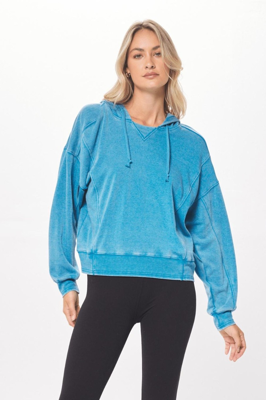 Women Vintage Havana Sweatshirts | Anchor Blue Cashmere Fleece Hoodie