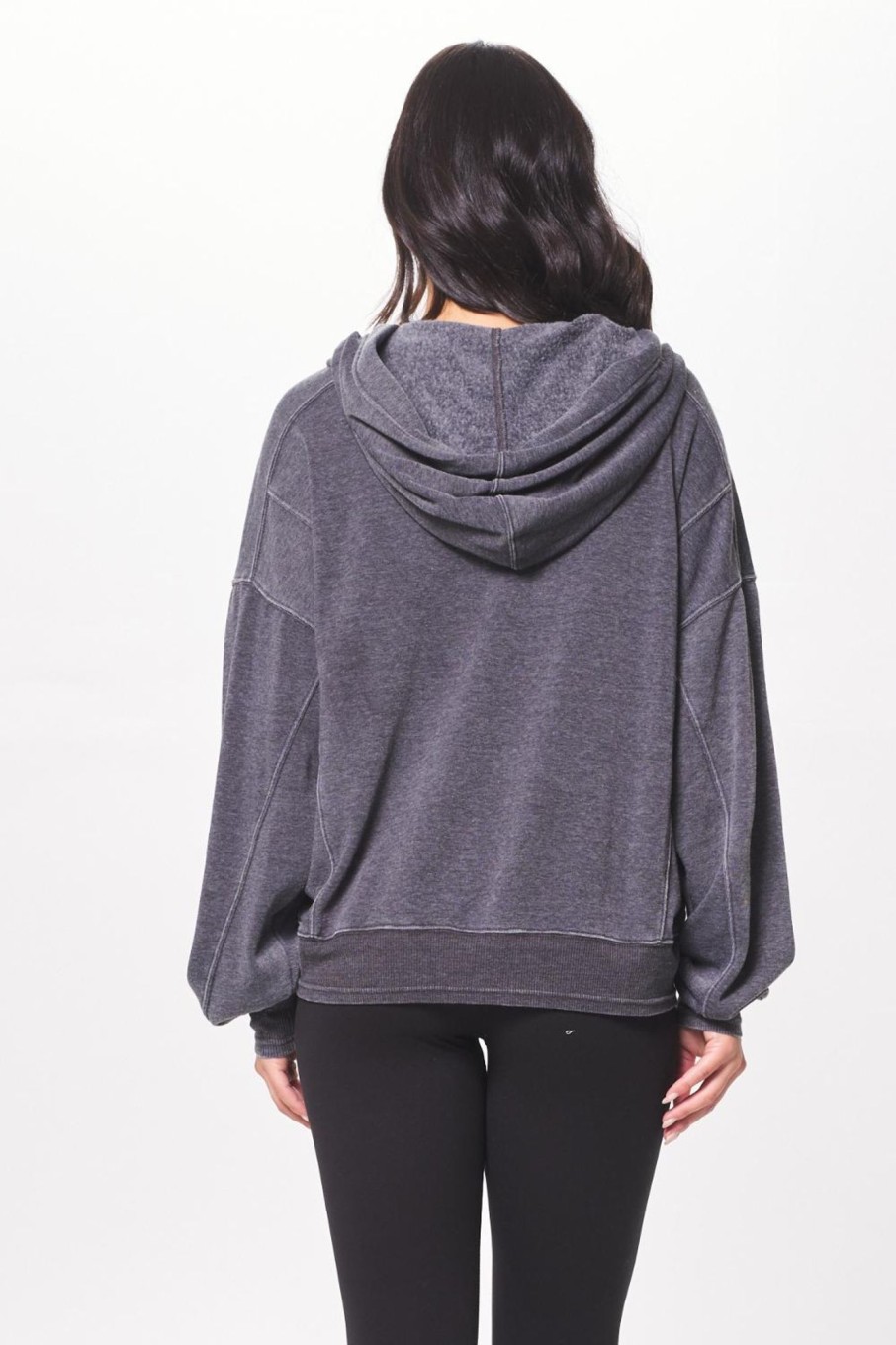 Women Vintage Havana Sweatshirts | Washed Charcoal Cashmere Fleece Hoodie