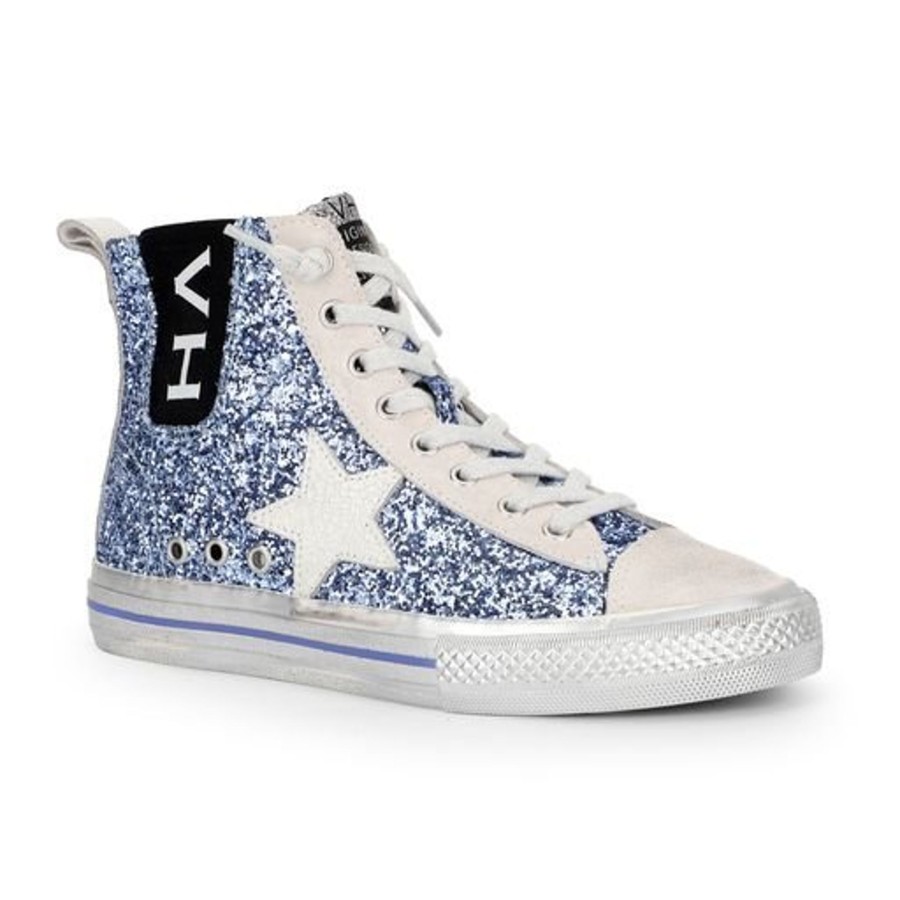 Women Vintage Havana High Tops | Alive High 3- Blue Glitter