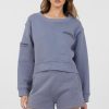 Women Vintage Havana Sweatshirts | Storm Blue Essential Fleece Crewneck