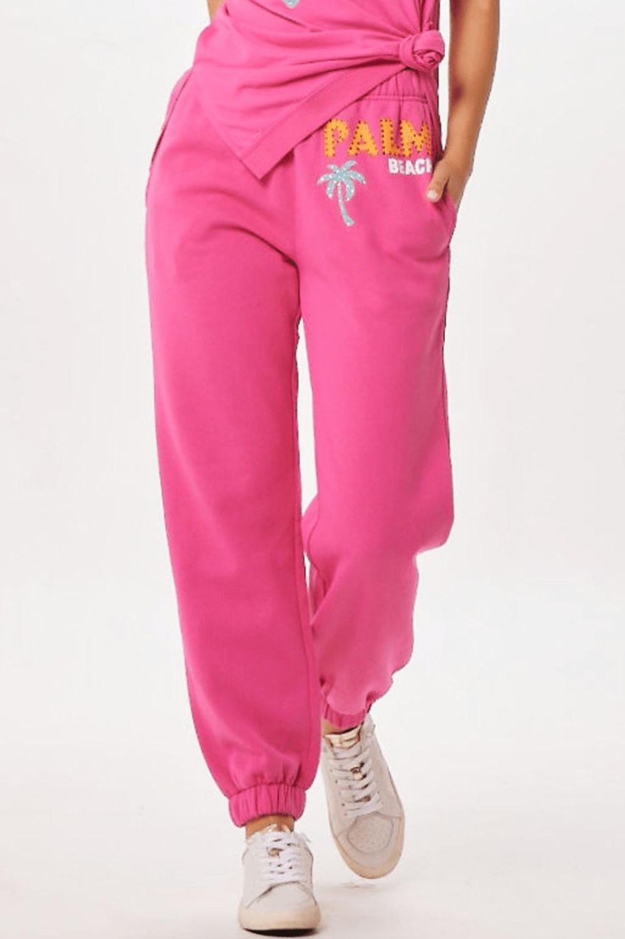 Women Vintage Havana Joggers | Hot Pink Palm Beach Jet Setter Surf Wash Jogger