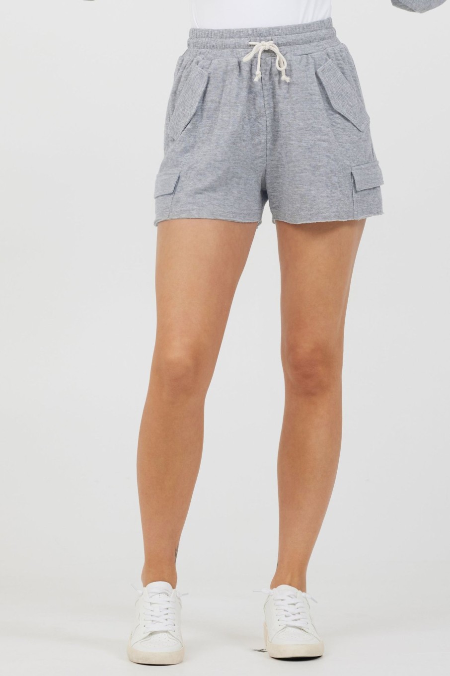 Women Vintage Havana Shorts | Heather Grey Bounded Textured Jersey Shorts