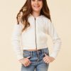 Kids Vintage Havana Kids Tops | Ivory Crop Zip Up Thermal Hoodie