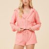 Women Vintage Havana Hoodies | Coral Corded Terry Zip Up