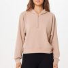 Women Vintage Havana Hoodies | Nude Cloud Half Zip Pullover Hoodie