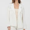 Women Vintage Havana Outerwear | White Cotton Relaxed Blazer