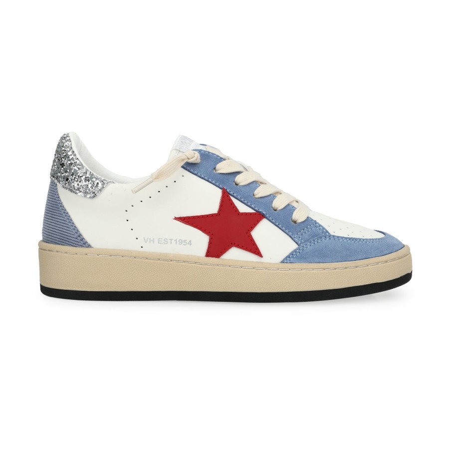 Women Vintage Havana Low Tops | Denisse 25-Blue/Red/Silver Glitter